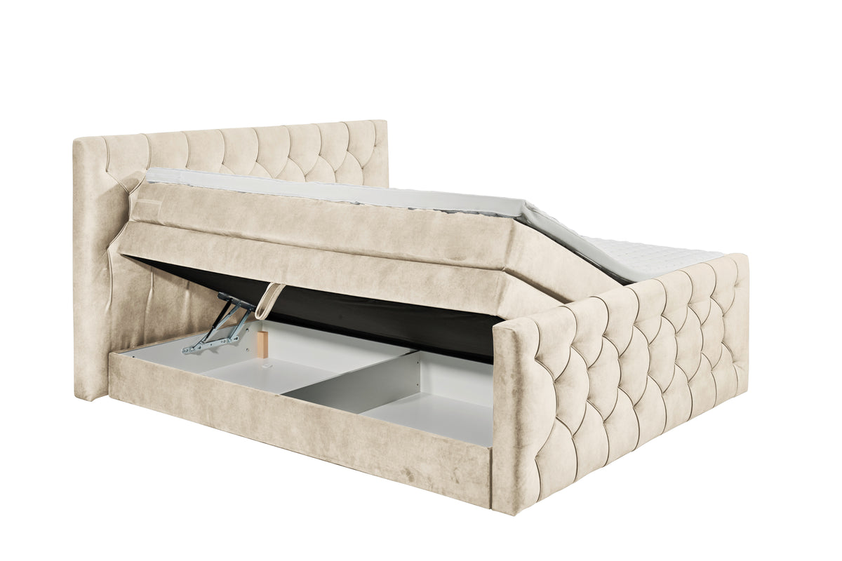 Boxspringbett Bett Kastenbett 180x200cm +Bettkasten + Topper