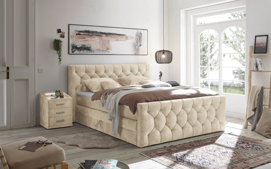 Boxspringbett Bett Kastenbett 180x200cm +Bettkasten + Topper