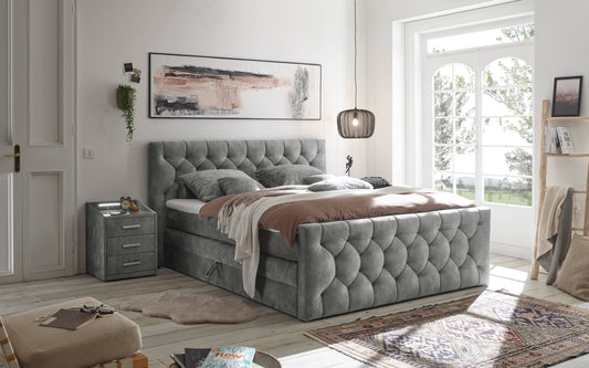 Boxspringbett Bett 180 x 200cm anthrazit +Bettkasten
