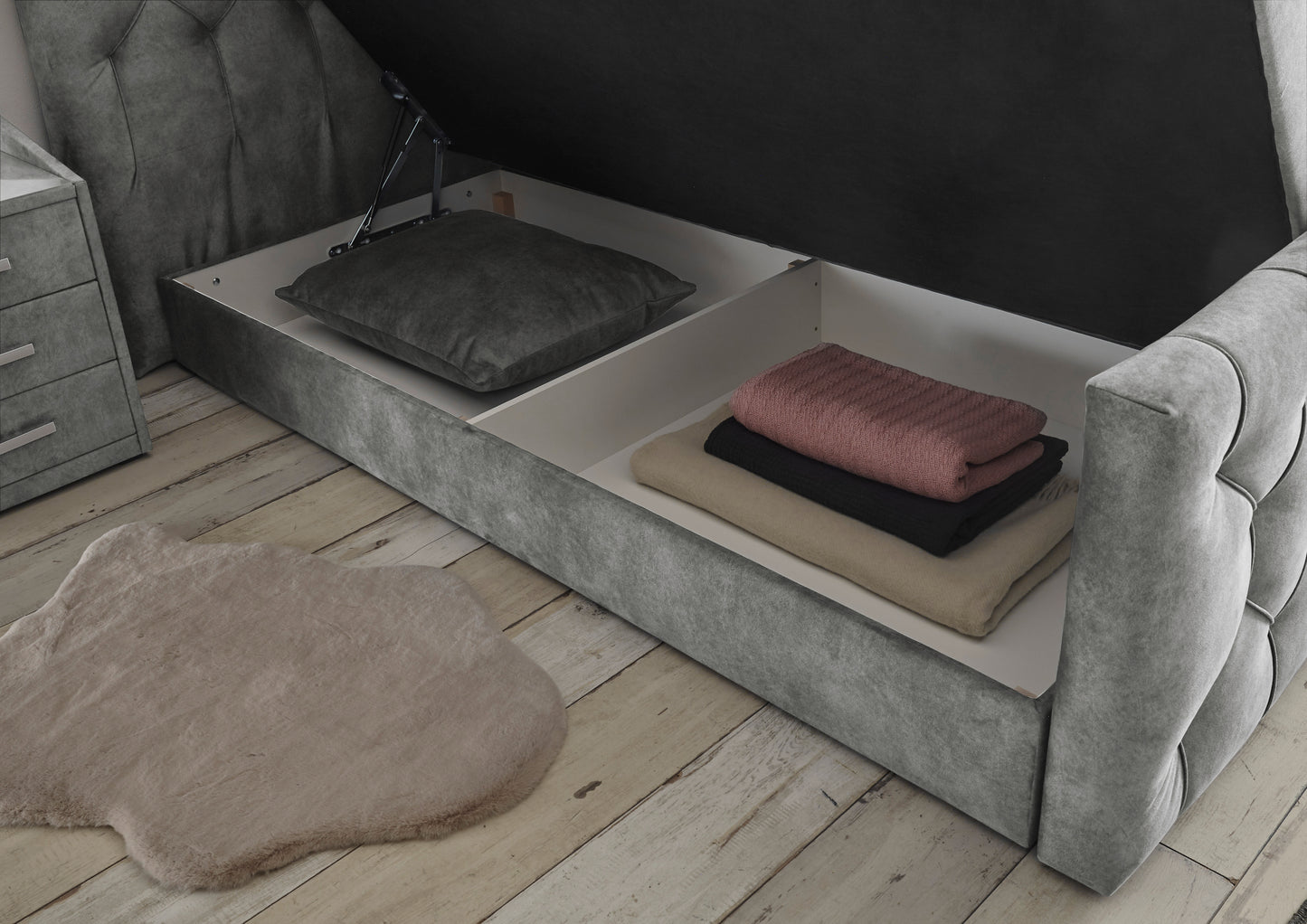 Boxspringbett Bett 180 x 200cm anthrazit +Bettkasten