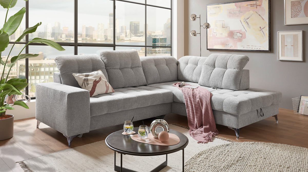 Sofa Couch Wohnlandschaft +Rückentiefenverstellung +elektr. Sitztiefenverstellung +Stauraum +vers. Farben