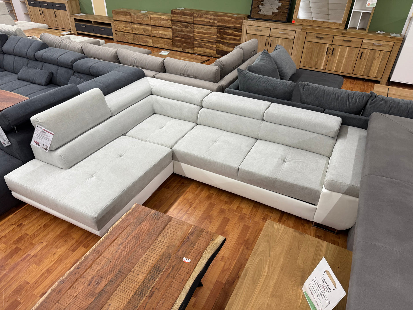 Sofa Couch Wohnlandschaft +Stauraum +Bettfunktion +Kopfstützenverstellung