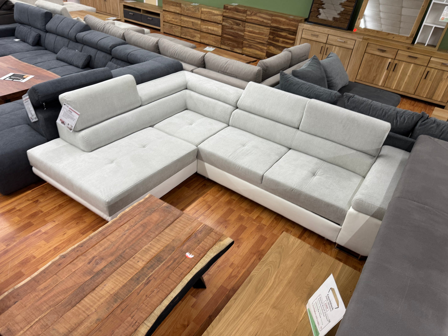 Sofa Couch Wohnlandschaft +Stauraum +Bettfunktion +Kopfstützenverstellung