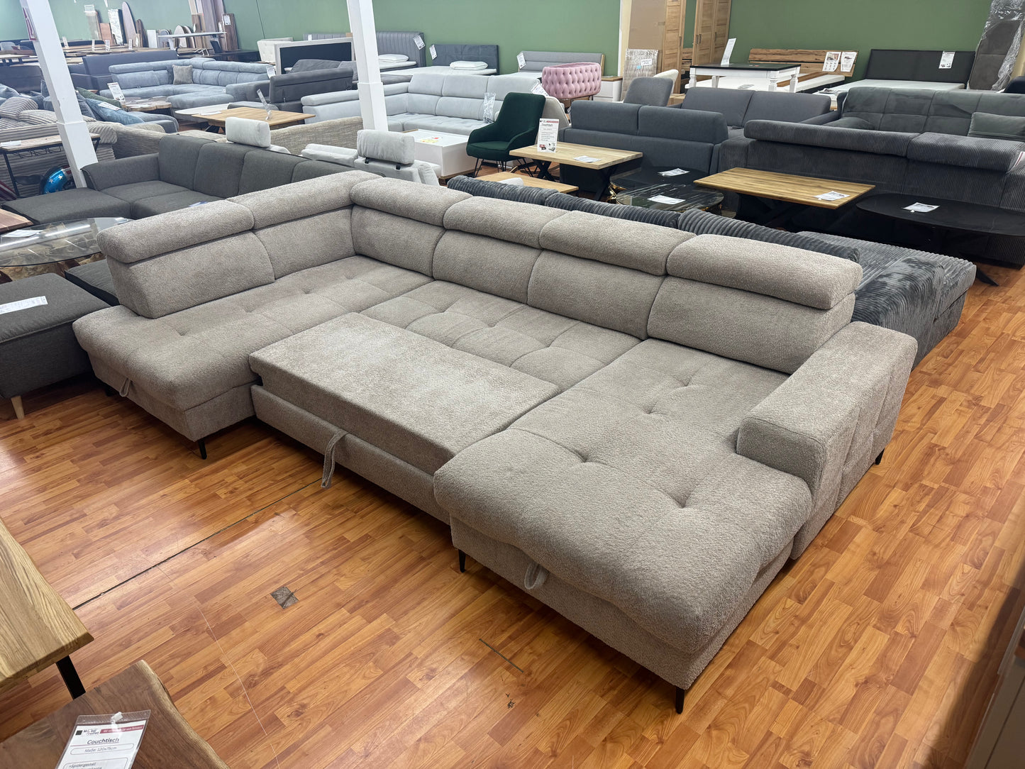 Wohnlandschaft Sofa Couch +2xStauraum +Bettfunktion +Kopfstützenverstellung +Rückentiefenverstellung