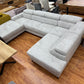 Wohnlandschaft Sofa Couch +Bettfunktion +Stauraum +Kopfstützen verstellbar