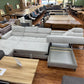 Wohnlandschaft Sofa Couch +Bettfunktion +Stauraum +Kopfstützen verstellbar