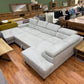 Wohnlandschaft Sofa Couch +Bettfunktion +Stauraum +Kopfstützen verstellbar