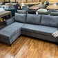 Sofa Wohnlandschaft + Seiten wechselbar + Cord Stoff grau
