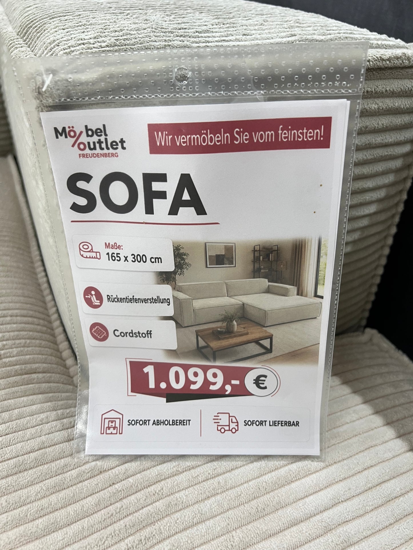Sofa BIG Sofa Wohnlandschaft + Rückentiefen verstellbar + Cord Stoff