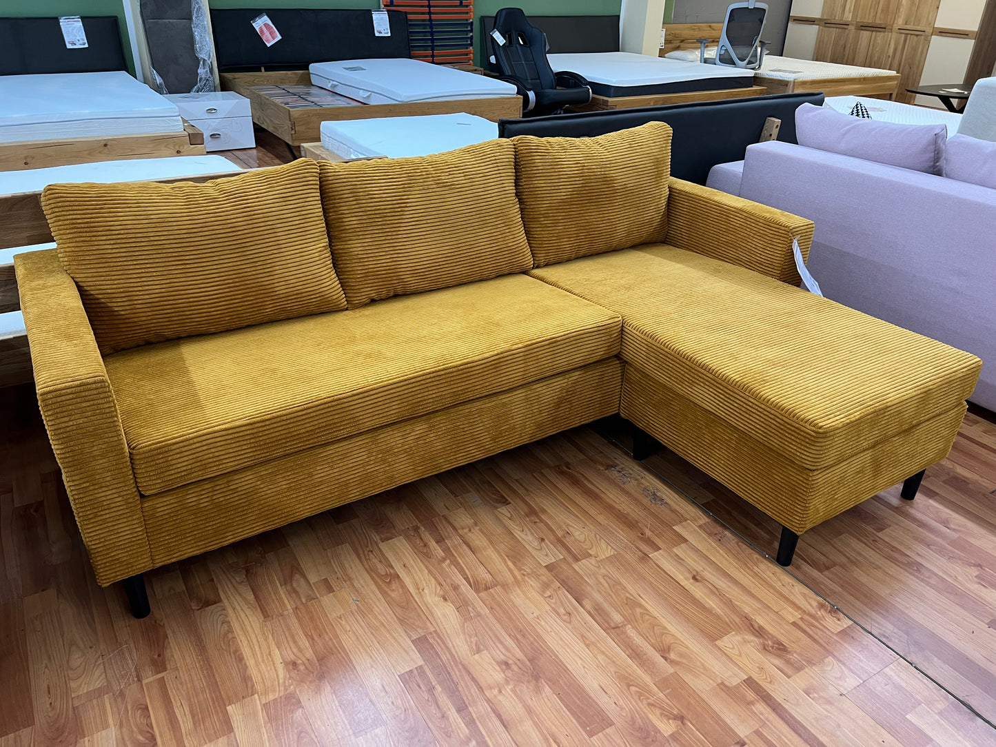 Sofa Wohnlandschaft + Seiten wechselbar + Cord Stoff