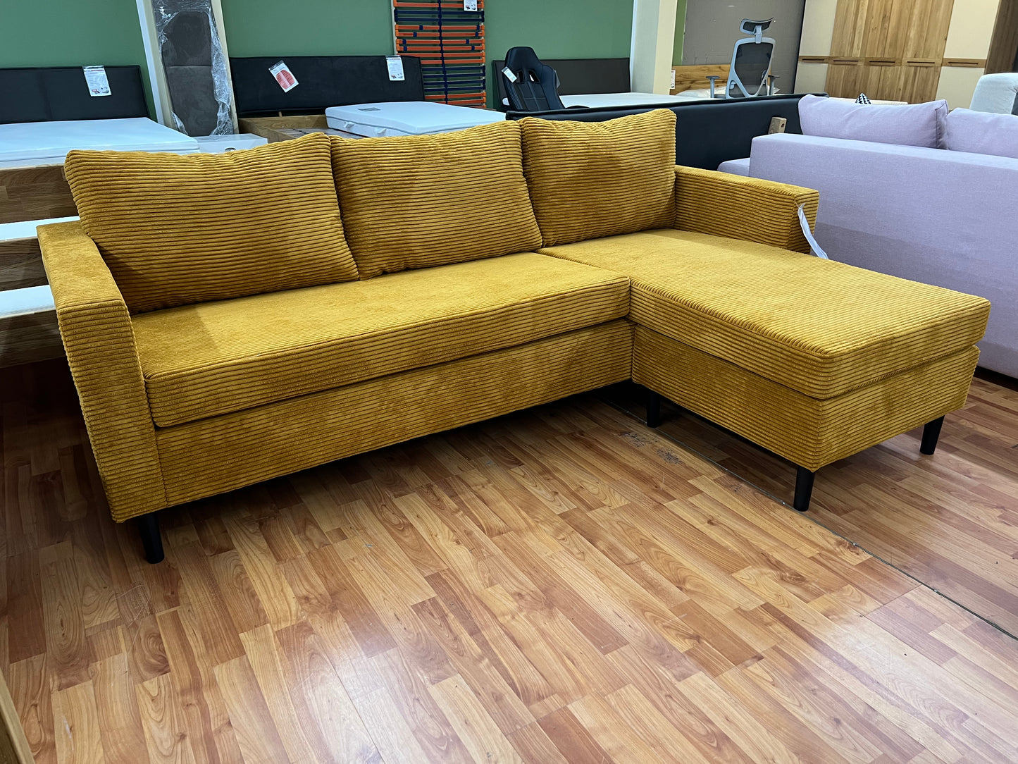 Sofa Wohnlandschaft + Seiten wechselbar + Cord Stoff