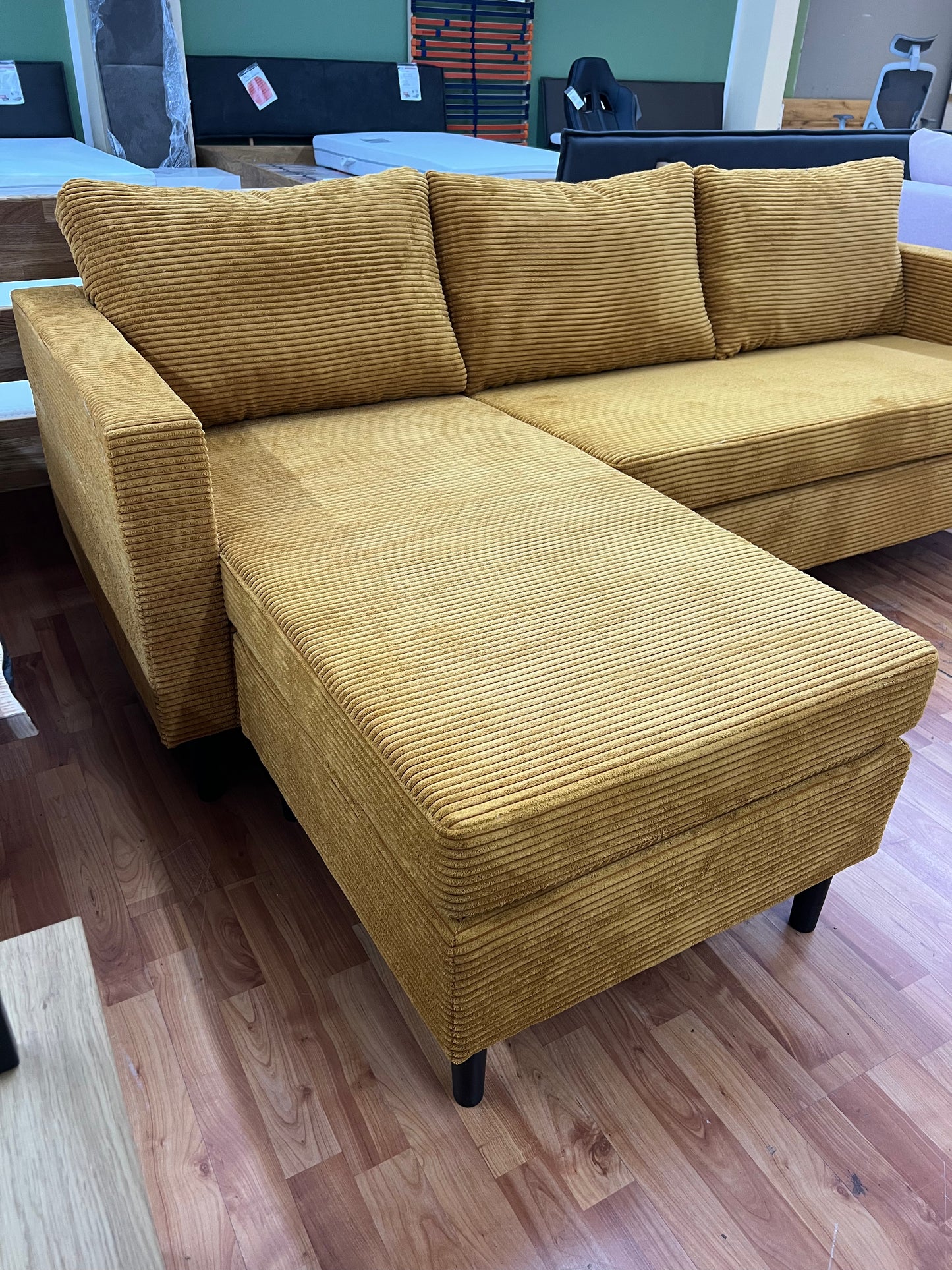 Sofa Wohnlandschaft + Seiten wechselbar + Cord Stoff