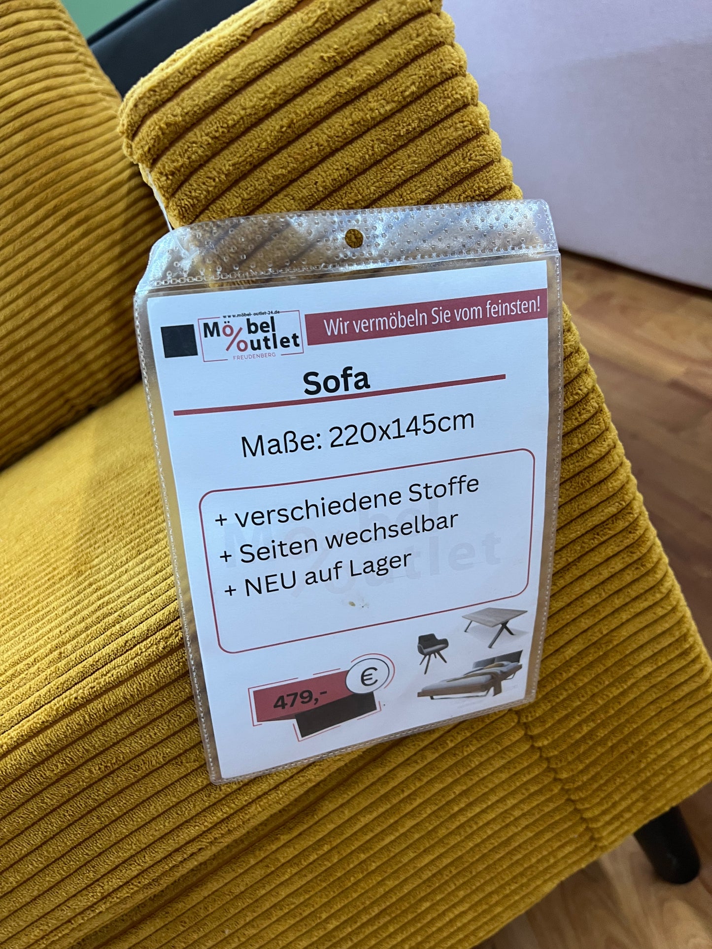 Sofa Wohnlandschaft + Seiten wechselbar + Cord Stoff