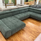 Wohnlandschaft Sofa Couch + Elektrische Sitztiefe verstellbar + Kopfteile verstellbar