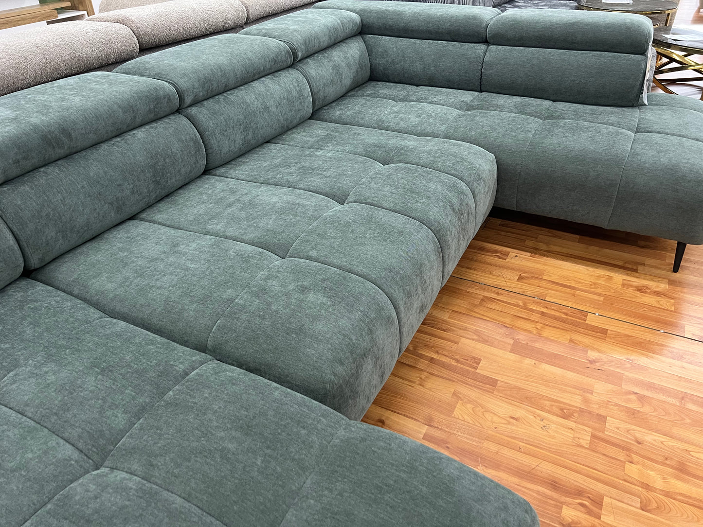 Wohnlandschaft Sofa Couch + Elektrische Sitztiefe verstellbar + Kopfteile verstellbar