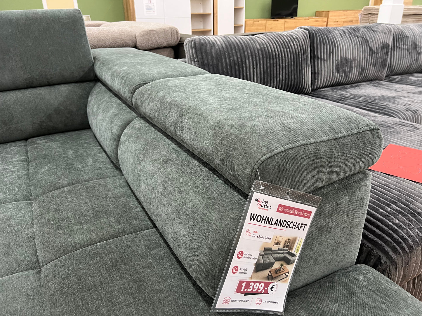 Wohnlandschaft Sofa Couch + Elektrische Sitztiefe verstellbar + Kopfteile verstellbar