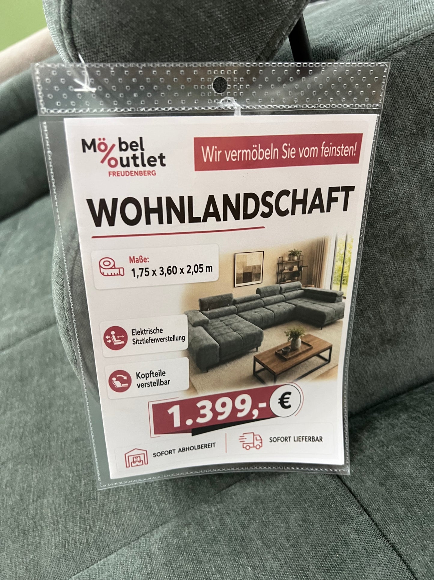 Wohnlandschaft Sofa Couch + Elektrische Sitztiefe verstellbar + Kopfteile verstellbar
