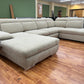 Wohnlandschaft Sofa Couch + Bettfunktion + Stauraum + Kopfteile verstellbar