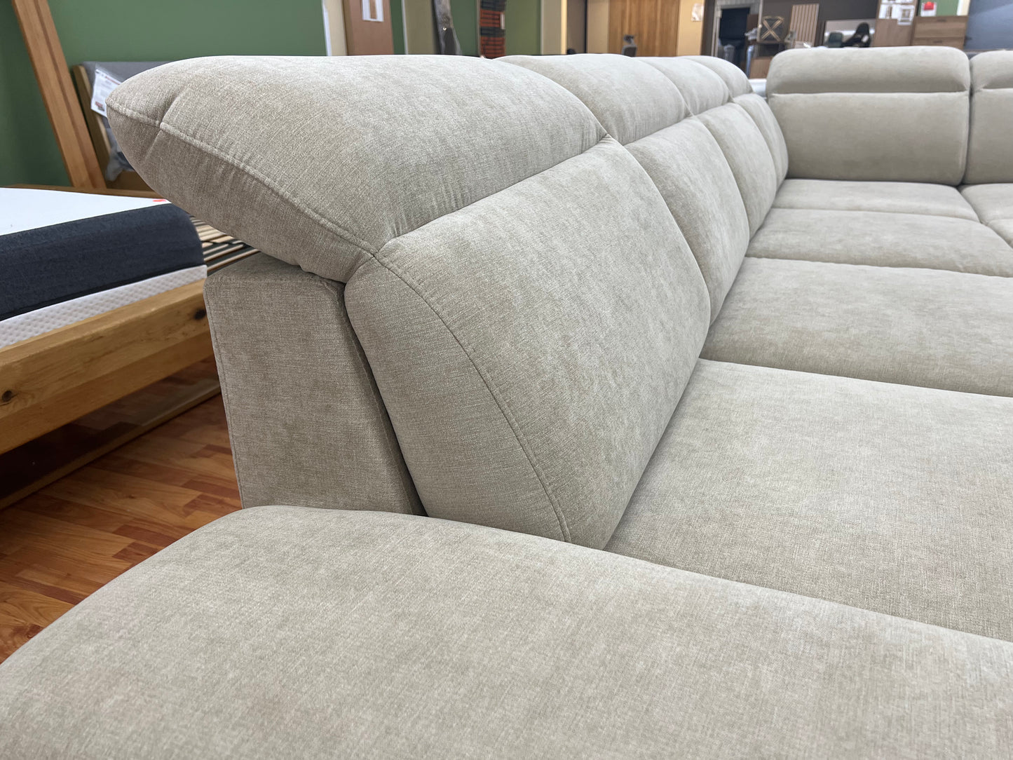 Wohnlandschaft Sofa Couch + Bettfunktion + Stauraum + Kopfteile verstellbar
