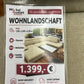 Wohnlandschaft Sofa Couch + Bettfunktion + Stauraum + Kopfteile verstellbar