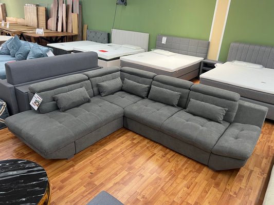 Wohnlandschaft Couch Sofa + Bettfunktion + Stauraum + Kopfteile verstellbar