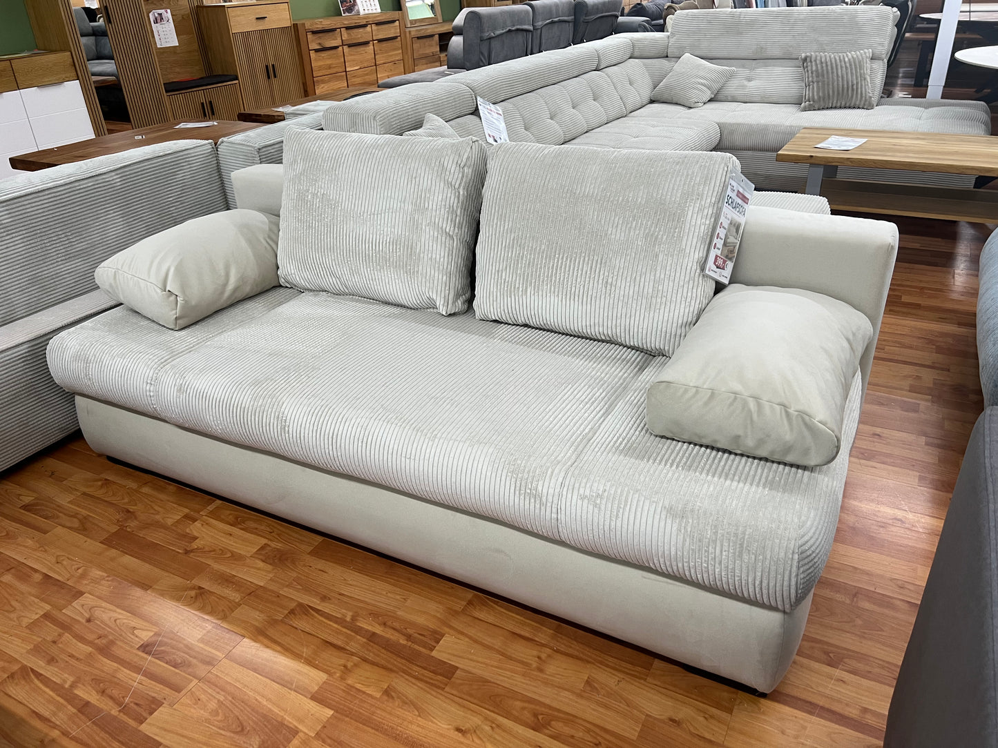 Schlafsofa Sofa + Bettfunktion + Stauraum + Cord Stoff