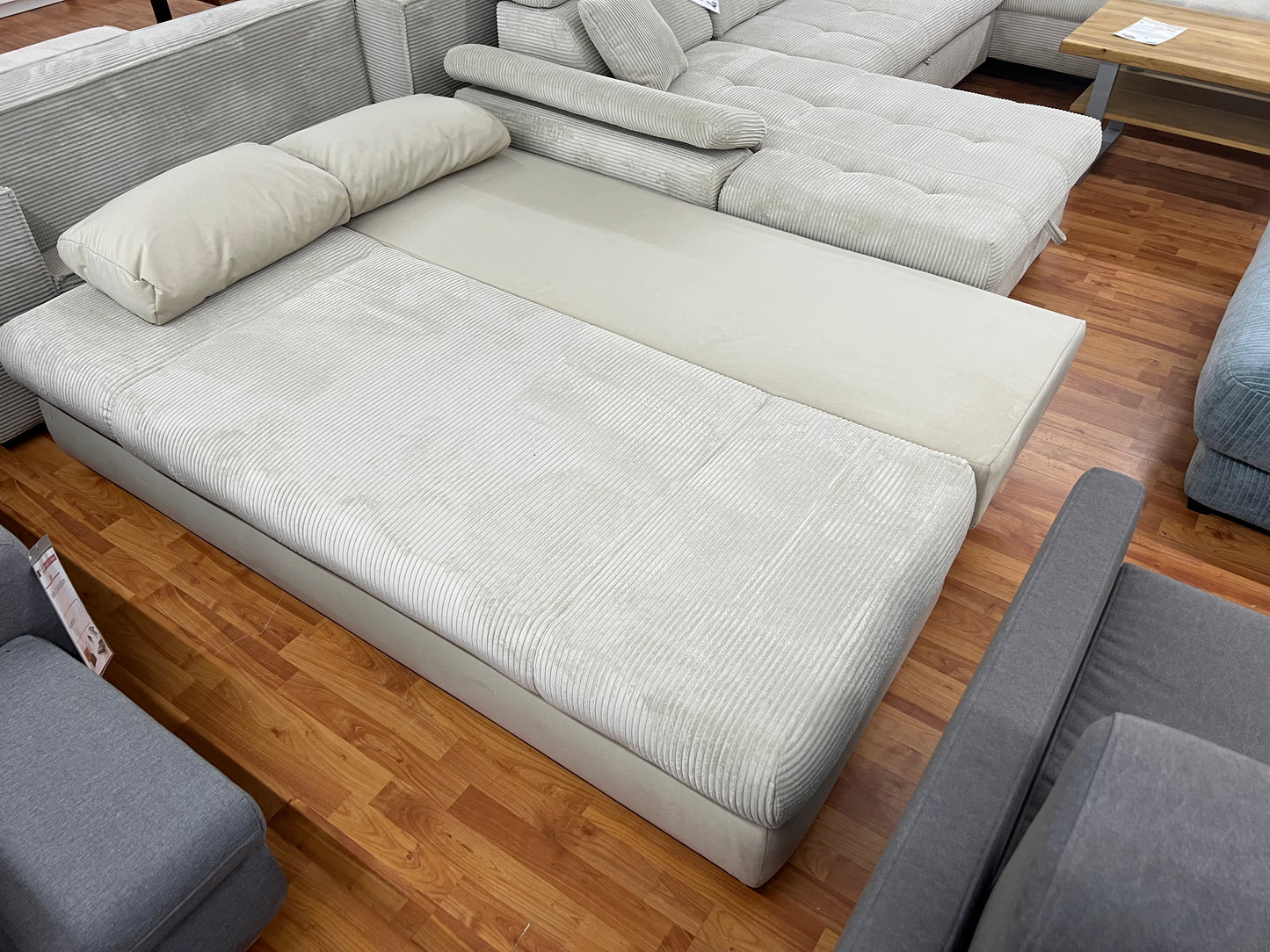 Schlafsofa Sofa + Bettfunktion + Stauraum + Cord Stoff