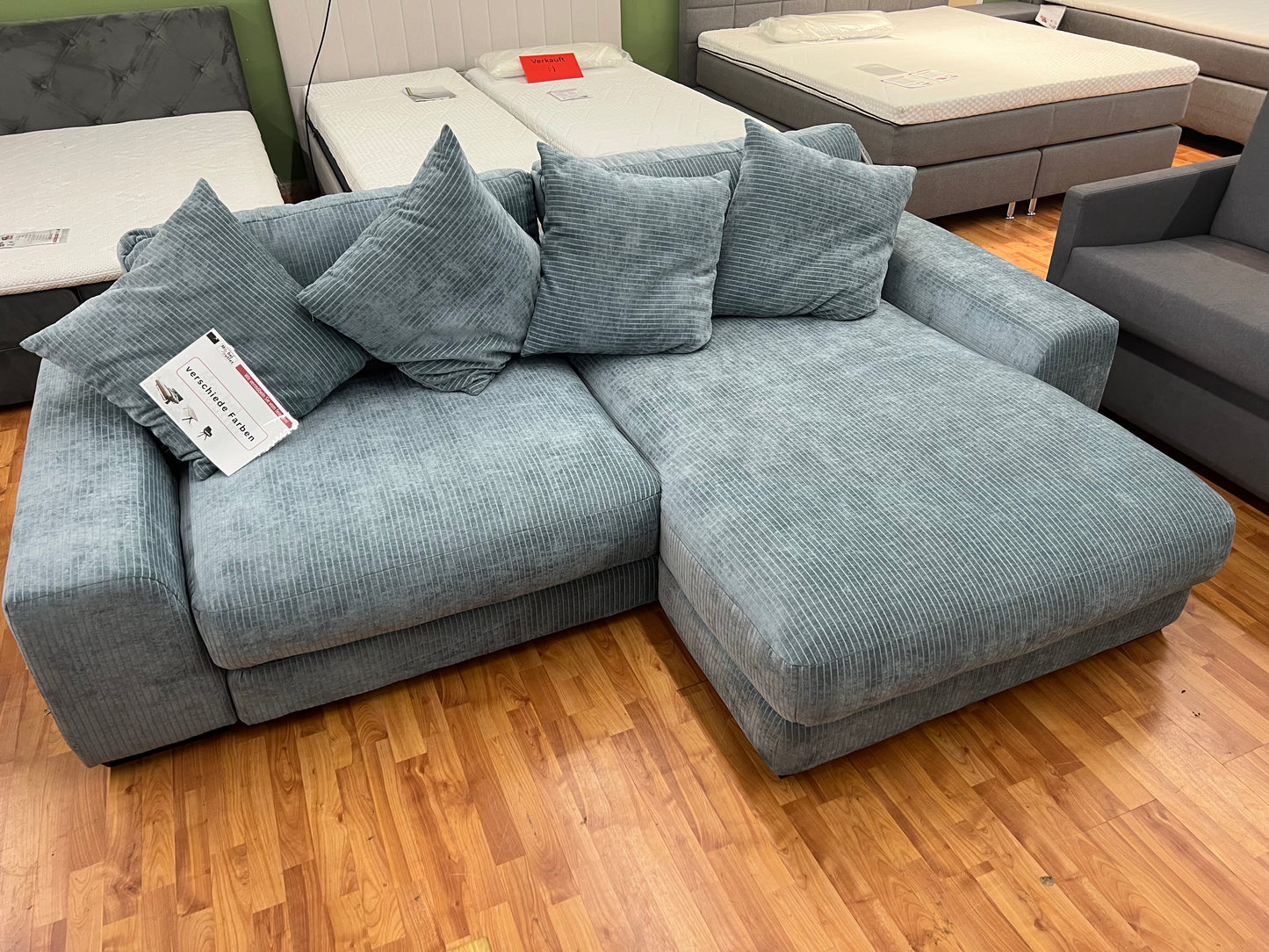 BIG Sofa Couch Wohnlandschaft + Kissen + Seiten wechselbar
