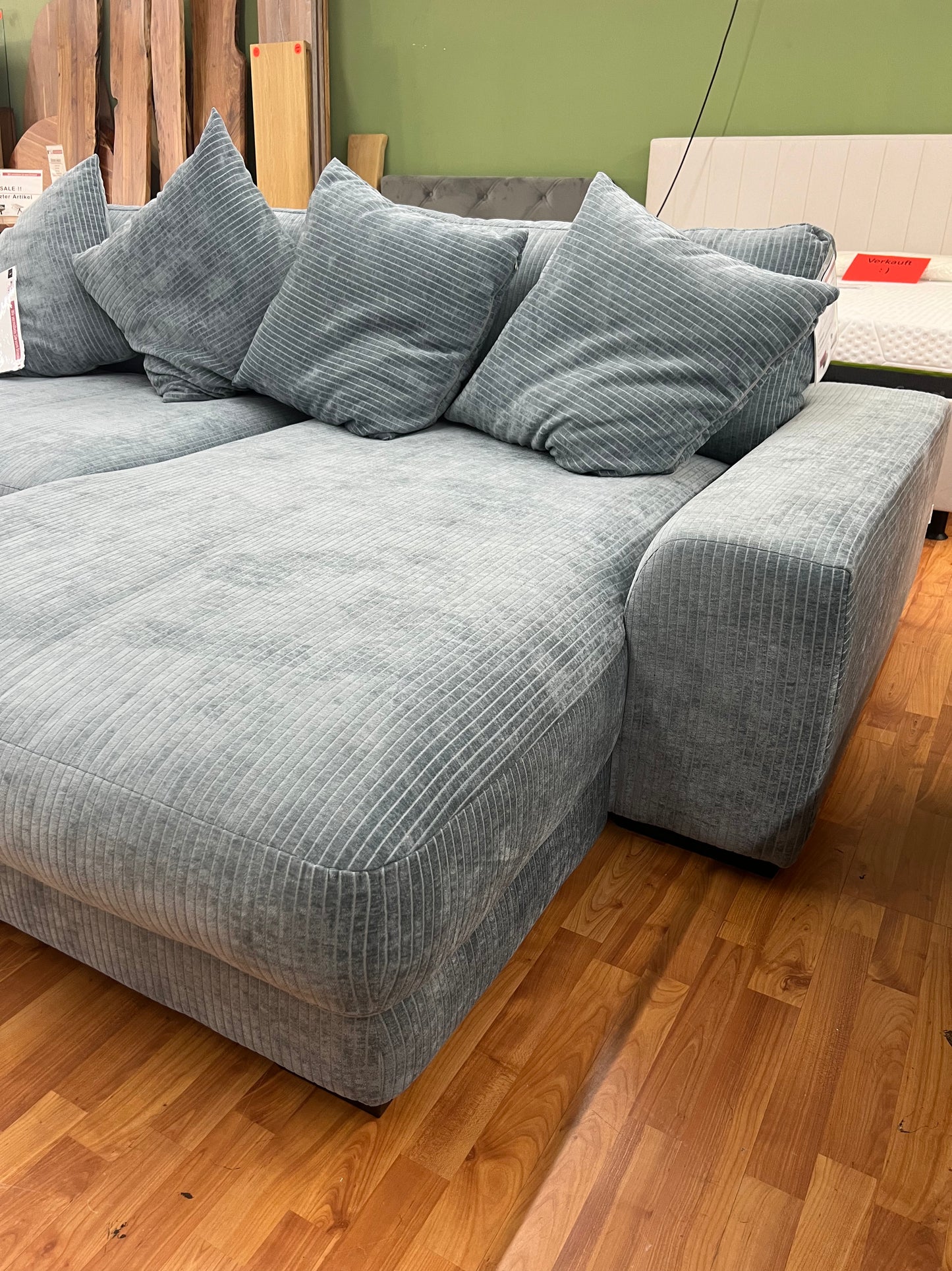 BIG Sofa Couch Wohnlandschaft + Kissen + Seiten wechselbar
