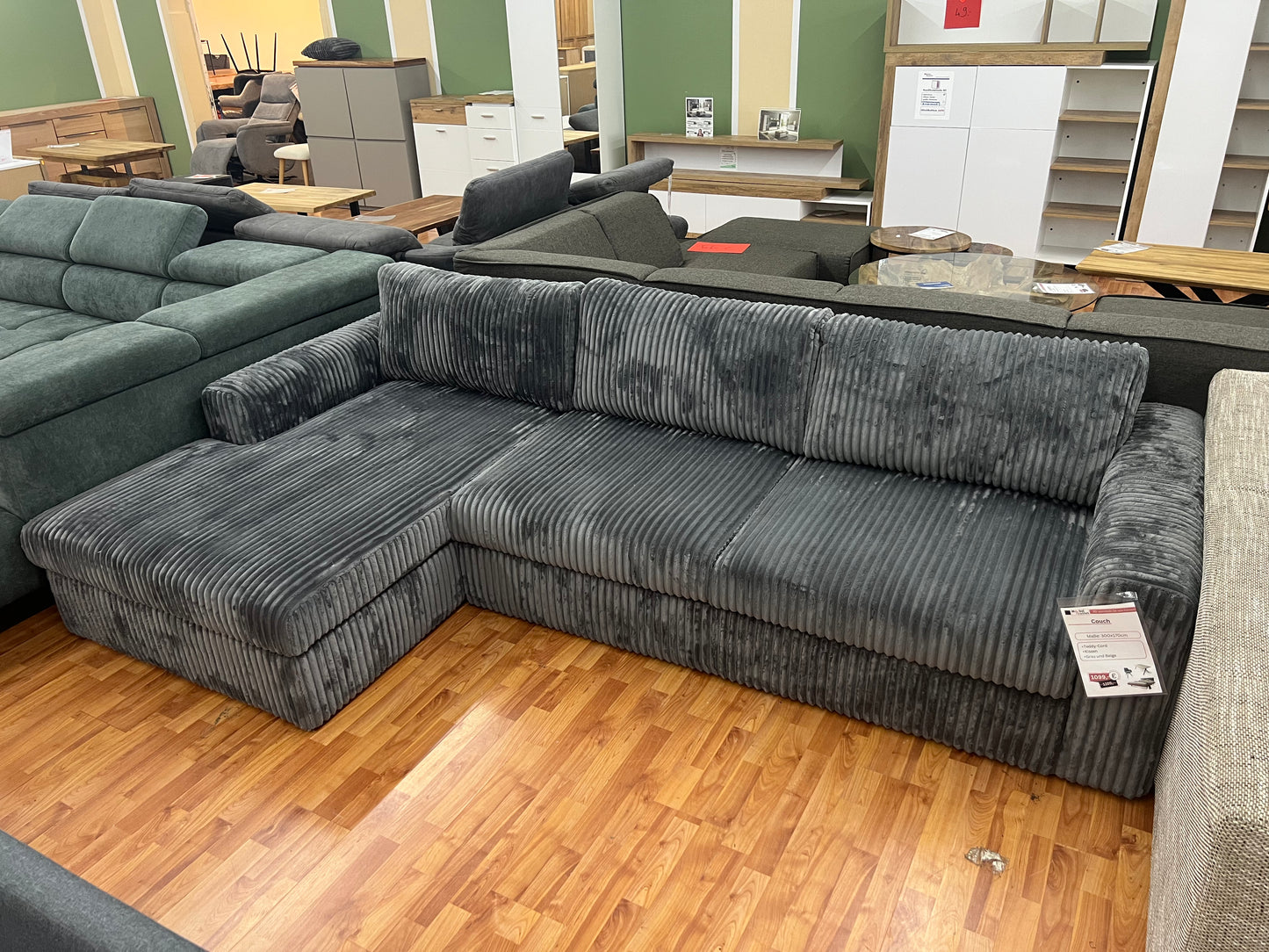 Sofa Couch wohnlandschaft + Cord Teddy Stoff + Kissen