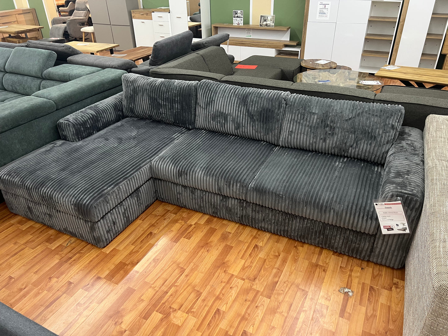 Sofa Couch wohnlandschaft + Cord Teddy Stoff + Kissen