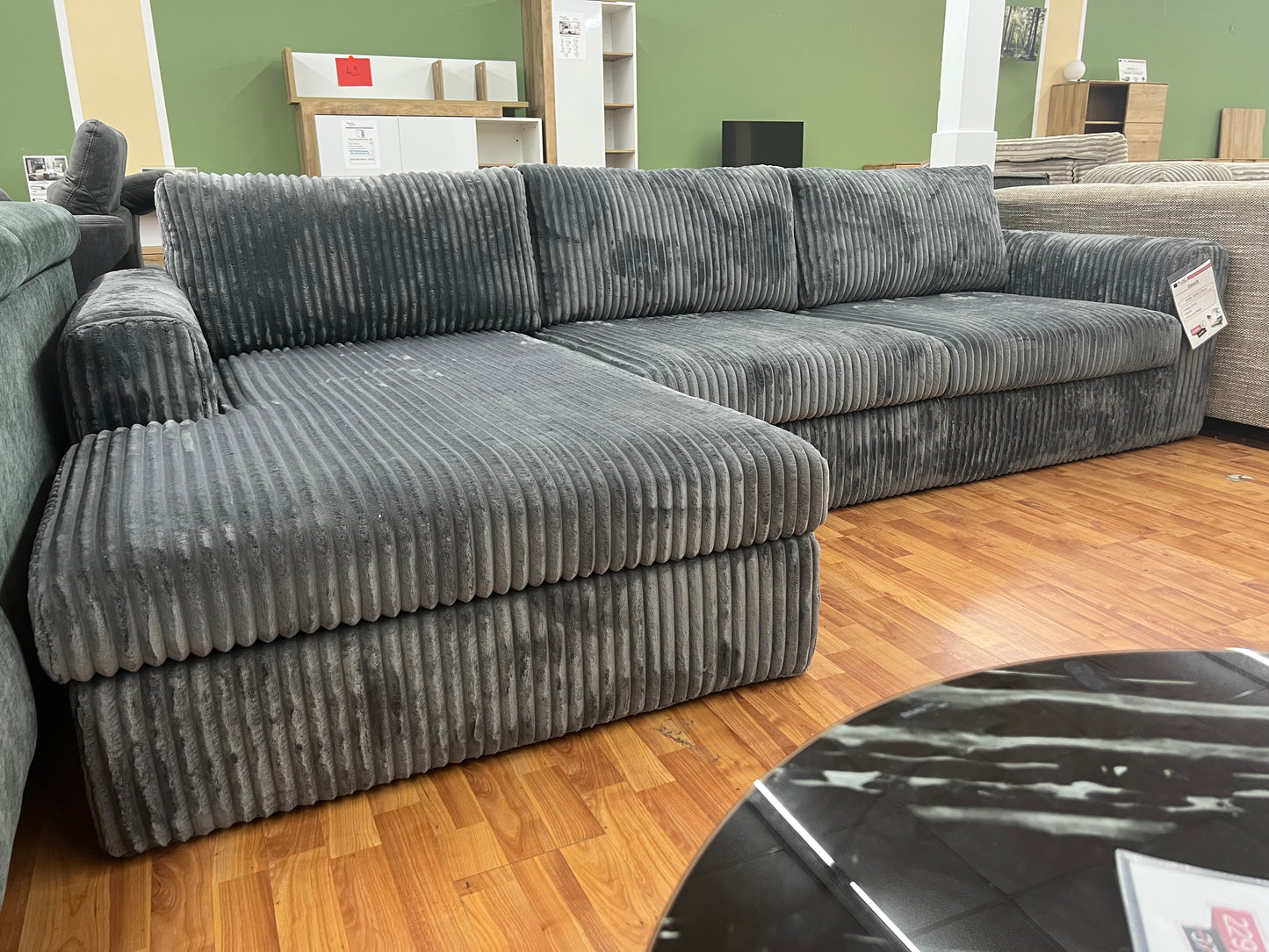 Sofa Couch wohnlandschaft + Cord Teddy Stoff + Kissen