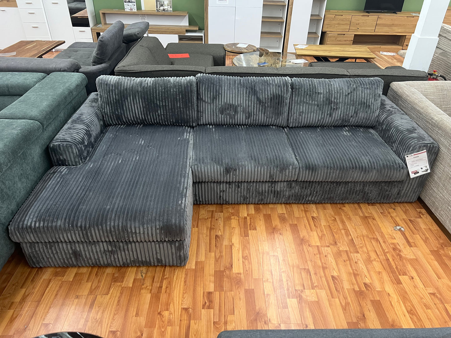 Sofa Couch wohnlandschaft + Cord Teddy Stoff + Kissen