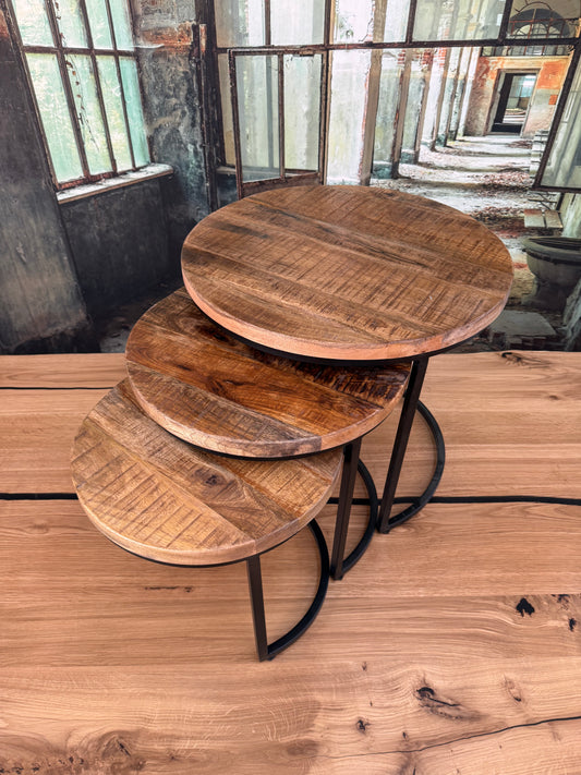 Couchtisch Tisch Beistelltisch + Massivholz Mango 3er-Set + NEU AUF LAGER