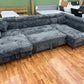 Wohnlandschaft Couch Sofa +Teddy Cord +Bettfunktion +Stauraum
