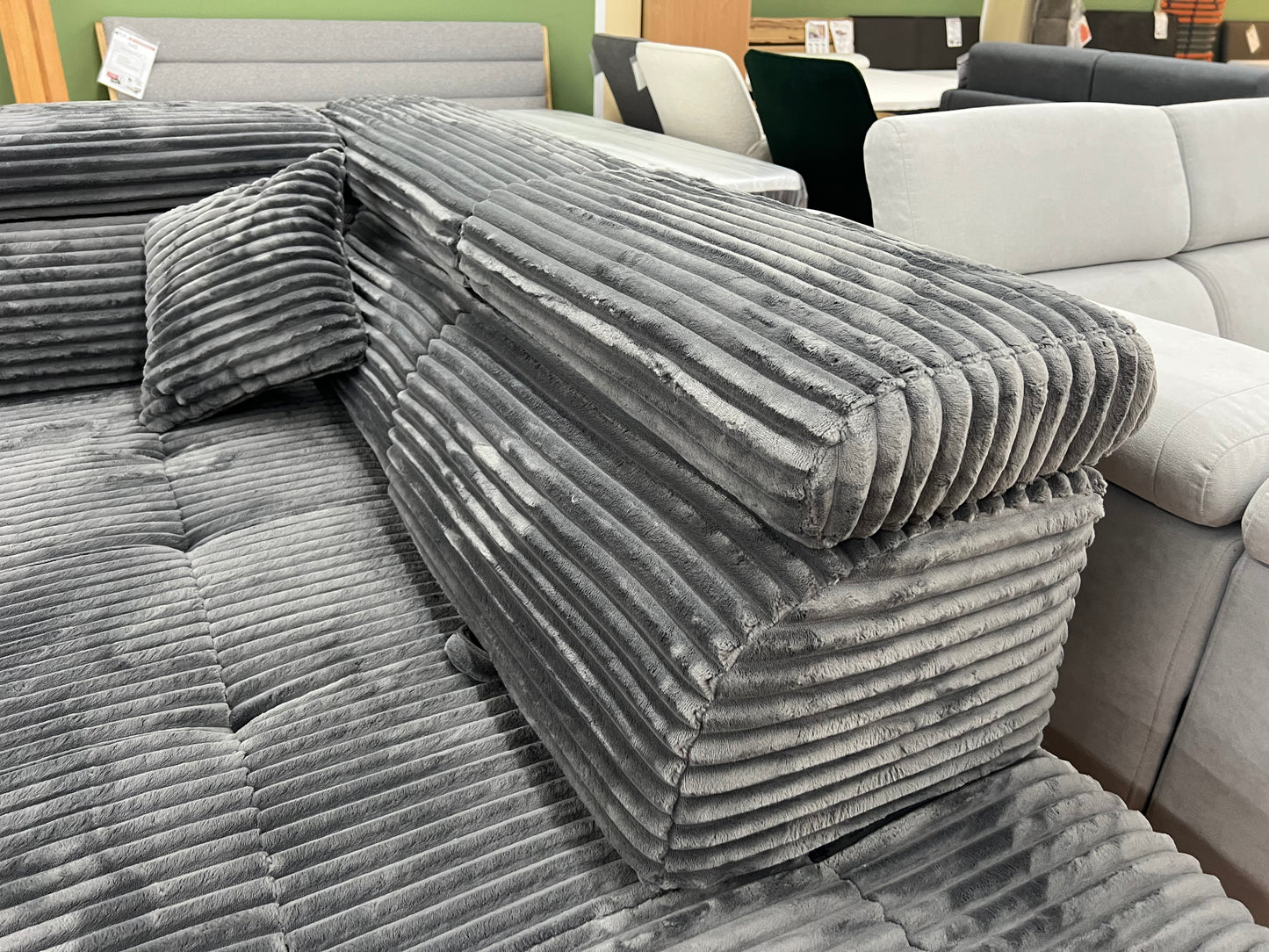 Wohnlandschaft Couch Sofa +Teddy Cord +Bettfunktion +Stauraum