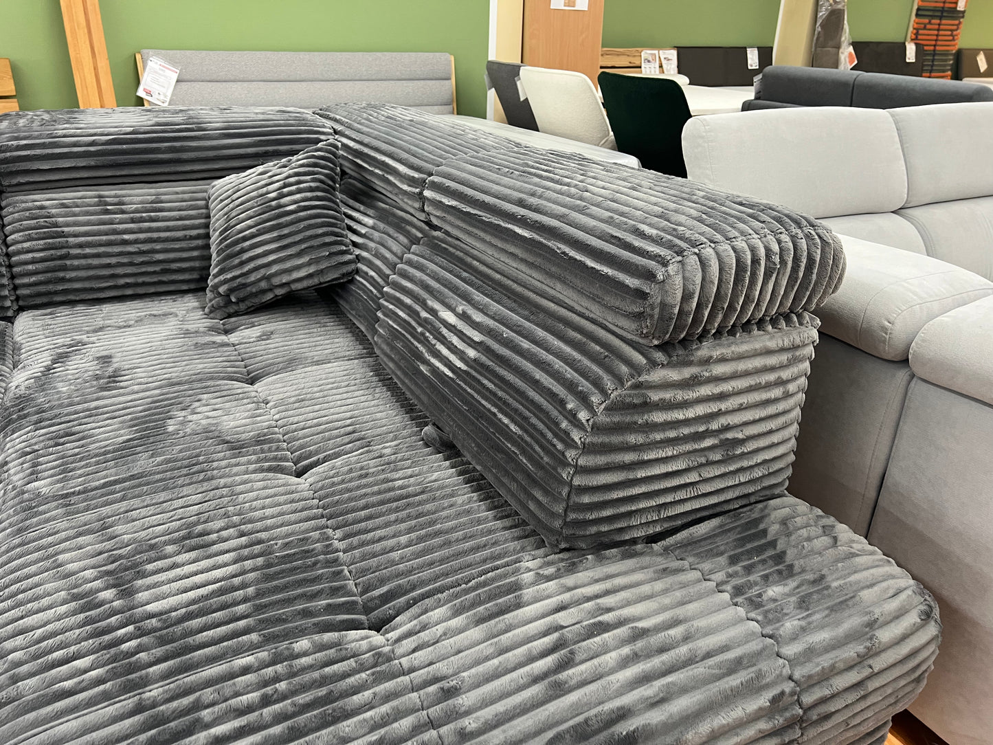 Wohnlandschaft Couch Sofa +Teddy Cord +Bettfunktion +Stauraum