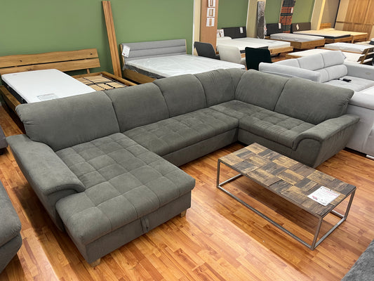 Sofa Couch Wohnlandschaft + Bettfunktion + Stauraum + Kopfteile verstellbar