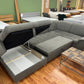 Sofa Couch Wohnlandschaft + Bettfunktion + Stauraum + Kopfteile verstellbar