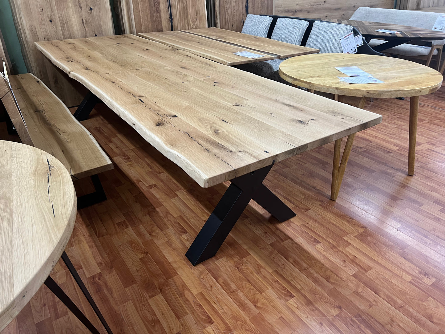 Esstisch Tische + Vollmassiv Eiche + Baumkante 320cm