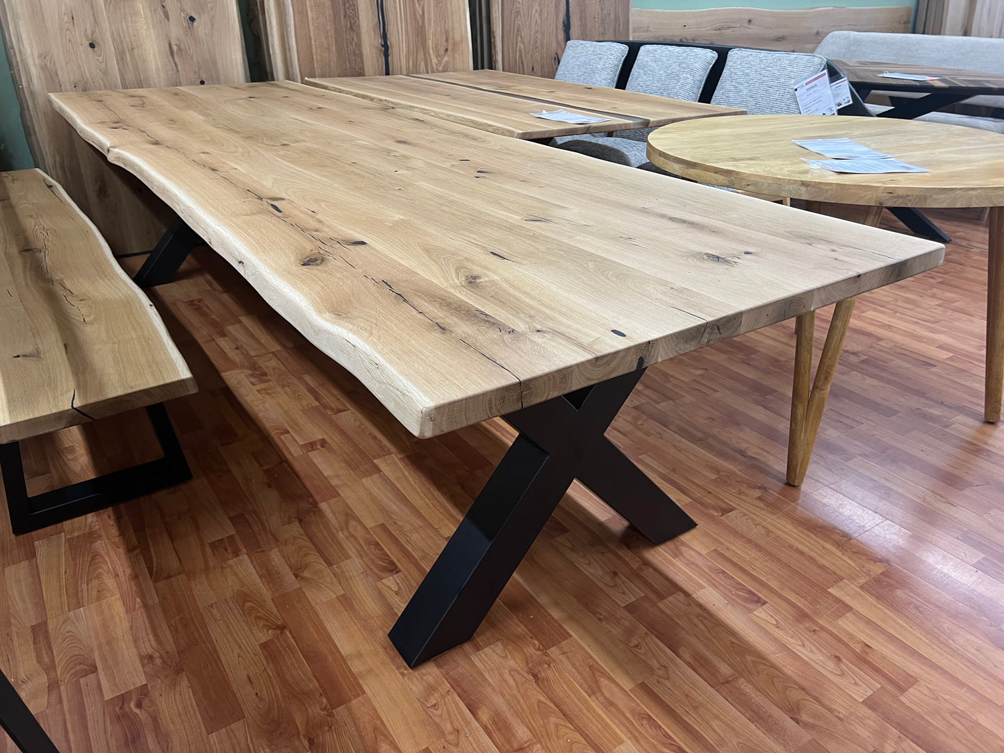 Esstisch Tische + Vollmassiv Eiche + Baumkante 320cm