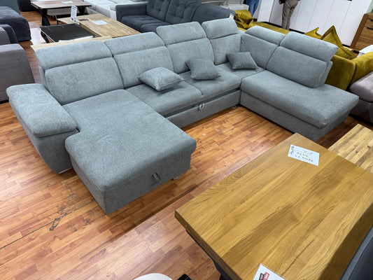 Wohnlandschaft Sofa Couch +Bettfunktion +Stauraum +Kissen +Neu auf Lager