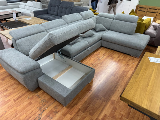 Wohnlandschaft Sofa Couch +Bettfunktion +Stauraum +Kissen +Neu auf Lager