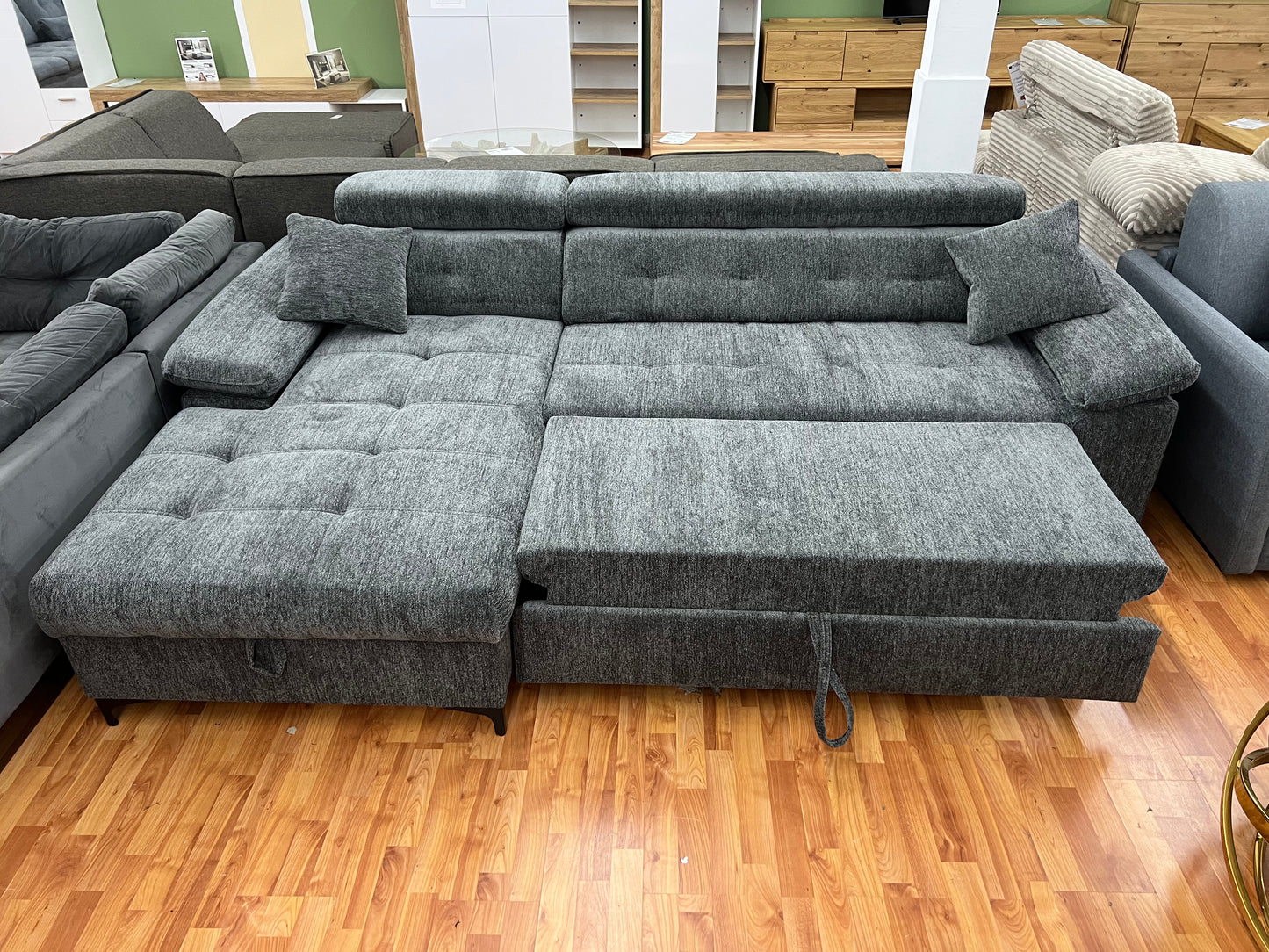 Sofa Couch + Bettfunktion + Stauraum + Kopfteile verstellbar