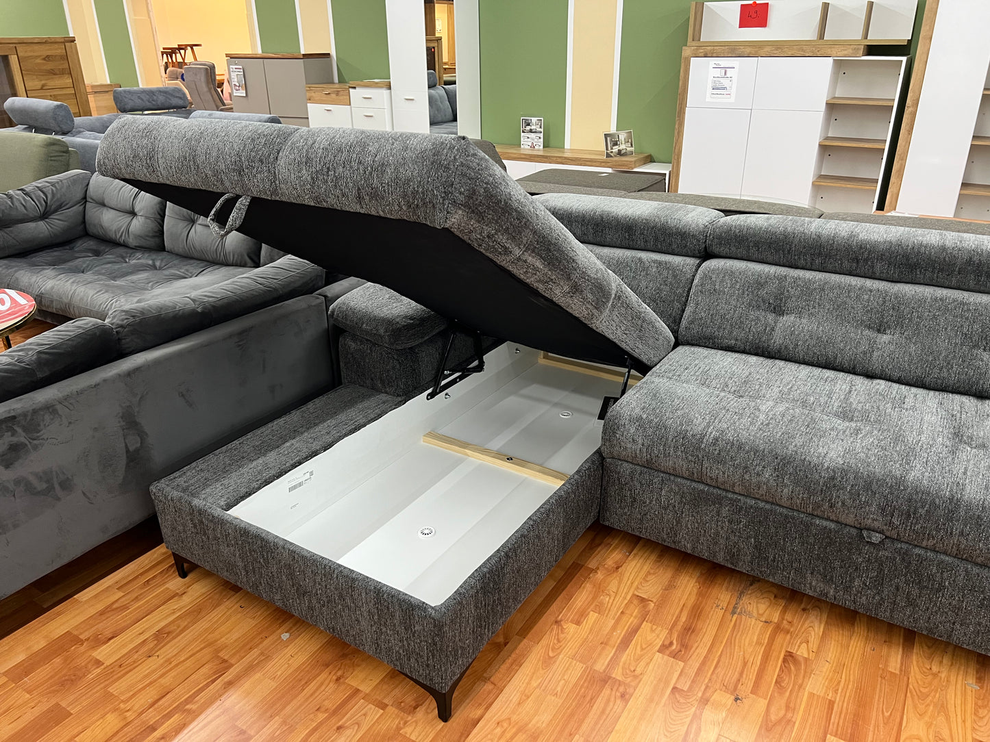 Sofa Couch + Bettfunktion + Stauraum + Kopfteile verstellbar