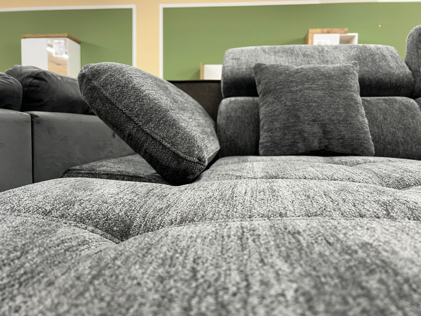 Sofa Couch + Bettfunktion + Stauraum + Kopfteile verstellbar