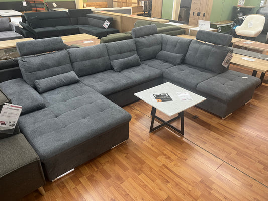 Wohnlandschaft Couch Sofa Maße: 257 x 208cm  + Bettfunktion  + Stauraum  + Kopfteile verstellbar  + Armlehne verstellbar  + Kissen