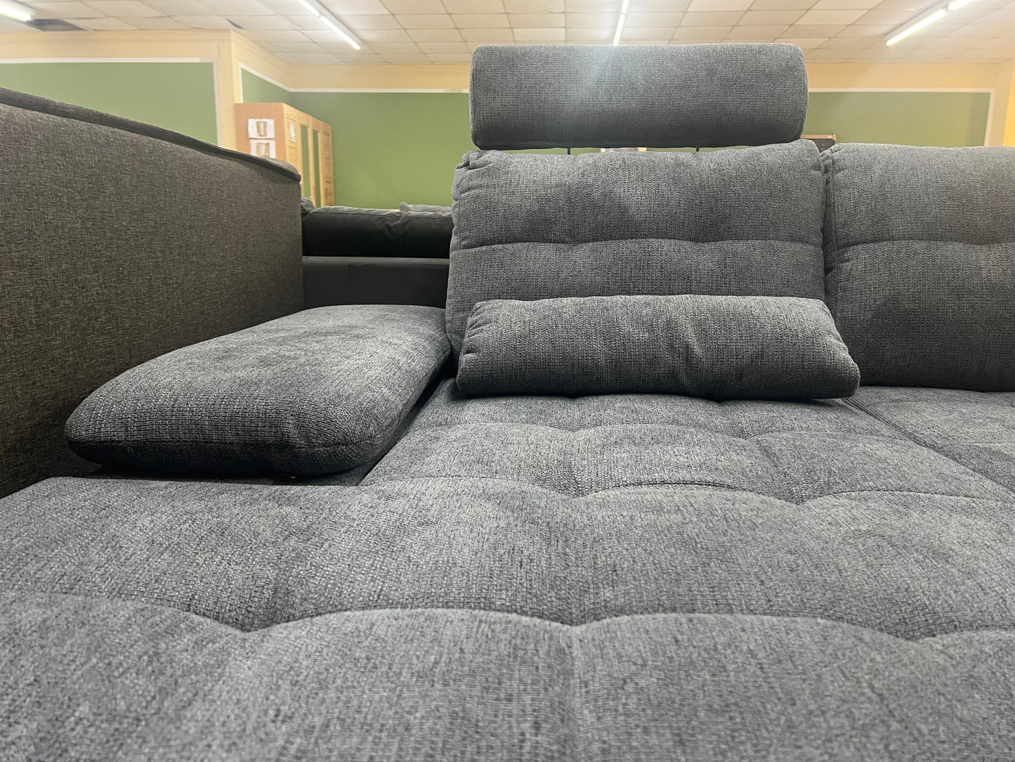Wohnlandschaft Couch Sofa Maße: 257 x 208cm  + Bettfunktion  + Stauraum  + Kopfteile verstellbar  + Armlehne verstellbar  + Kissen