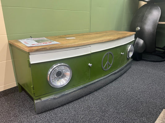 TV Unterschrank Kommode + Massivholz Ablage + BULLI - Optik