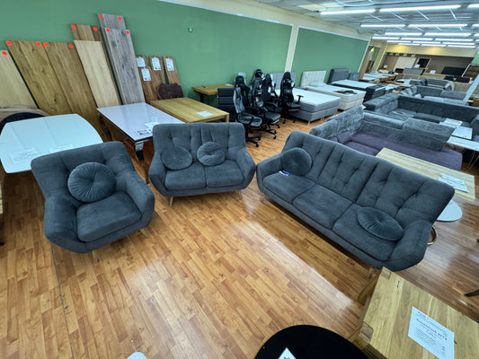 Sofa Couch Wohanlandschaft Set +3'er Set +Kissen +Samtstoff